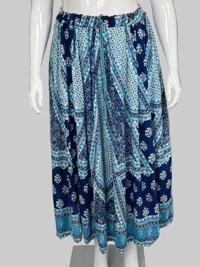 Papa Vancouver Blue Boho Flowy Maxi Skirt - Midsize O/S